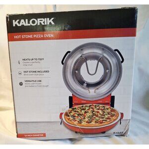 New Kalorik 12-Inch Hot Stone Pizza Oven With Accessories Red 1200W